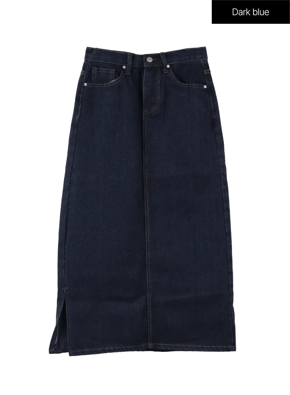 Washed Denim Maxi Skirt OF416