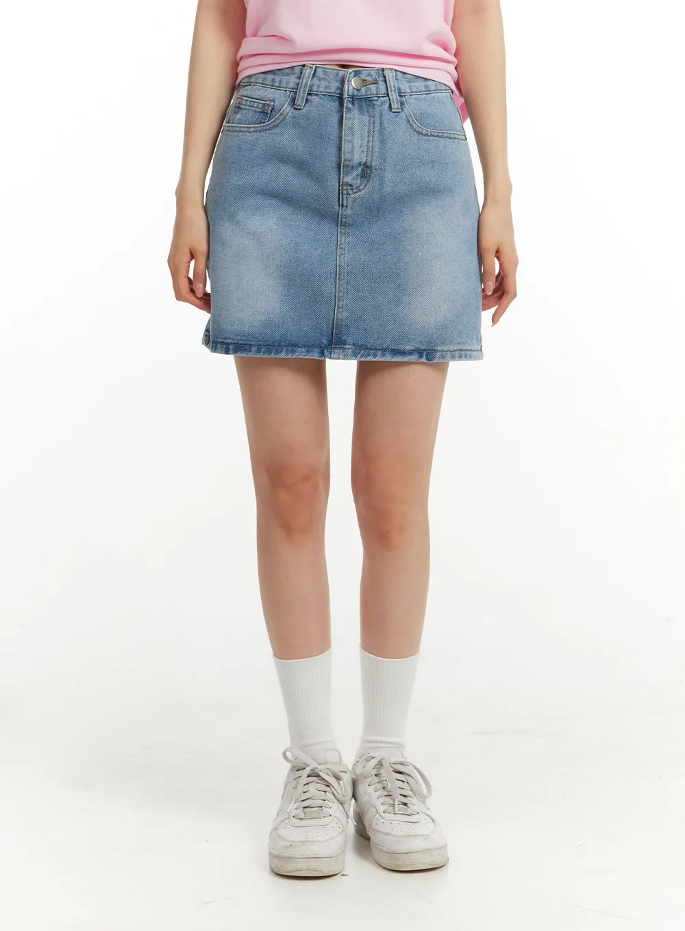 Washed Denim Mini Skirt OM405