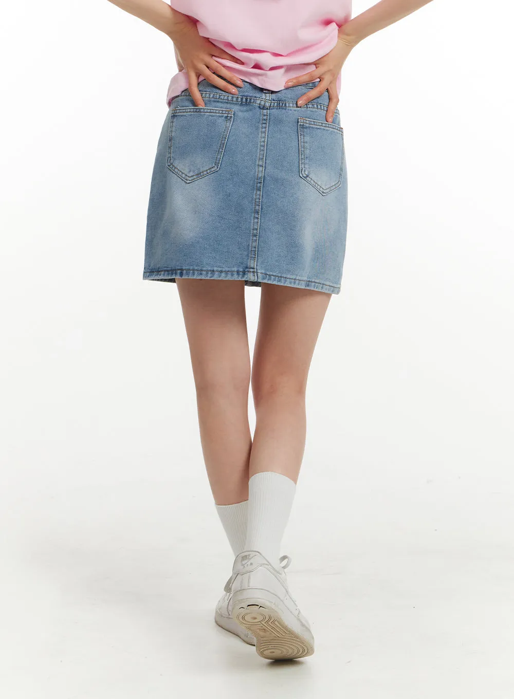 Washed Denim Mini Skirt OM405