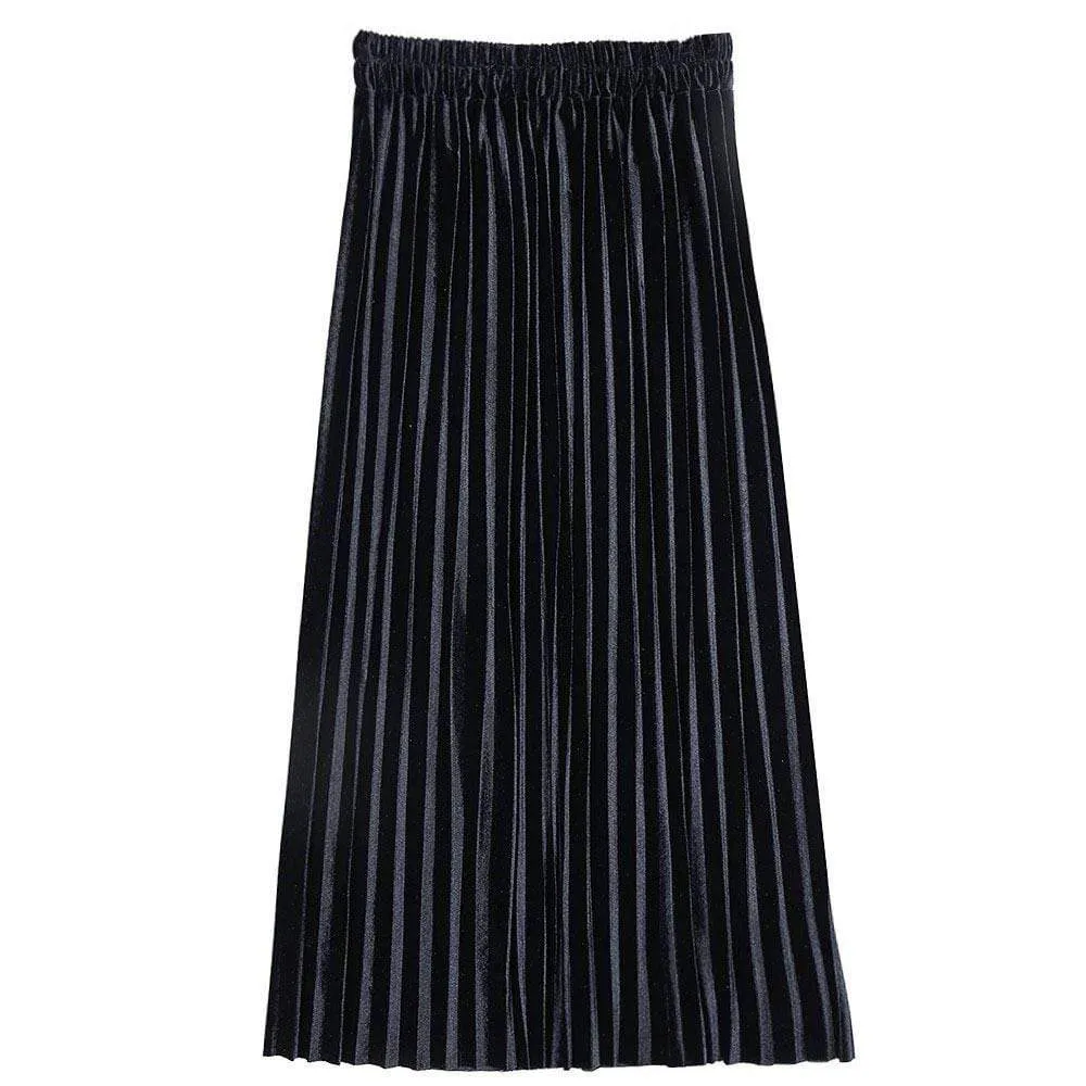 Women' Ankle-Length Suede Pleated Skirts