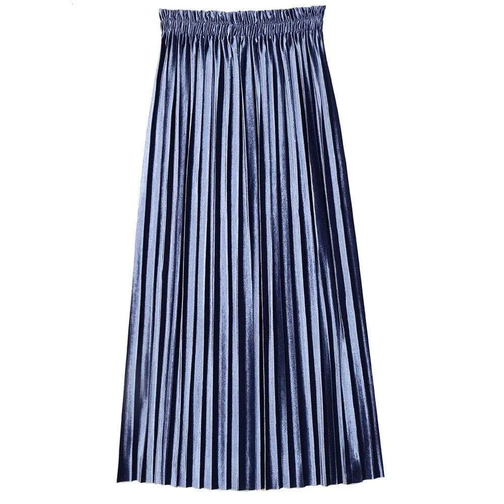 Women' Ankle-Length Suede Pleated Skirts