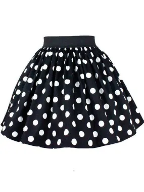 Women's Black Pleated Polkadots Skirt