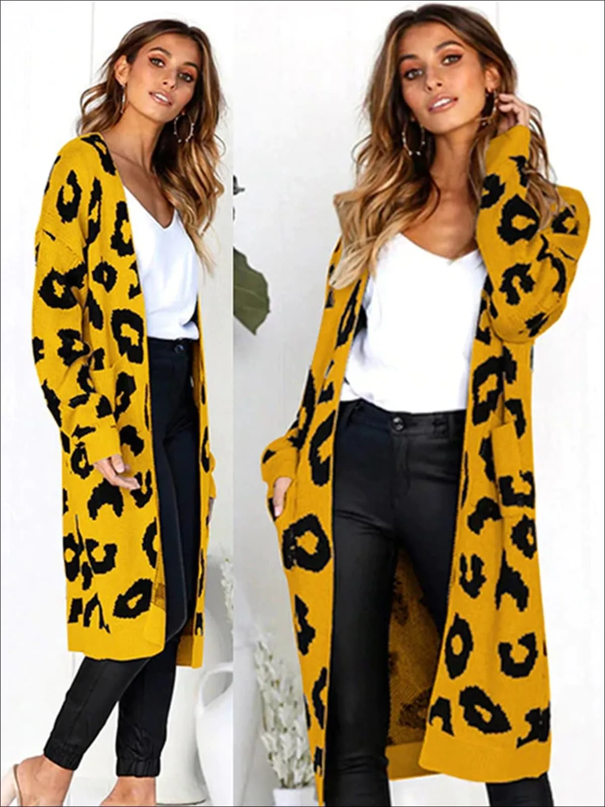 Women's Cotton Leopard Print Fall Cardigan