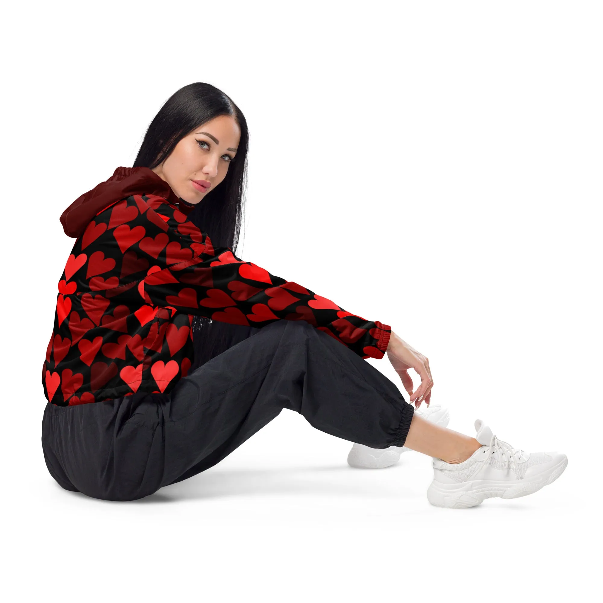 Women’s cropped windbreaker Full of Hearts