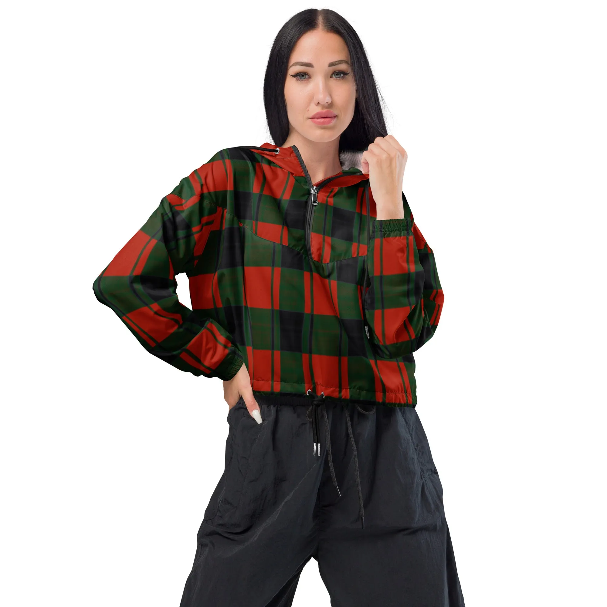 Women’s cropped windbreaker Plaid