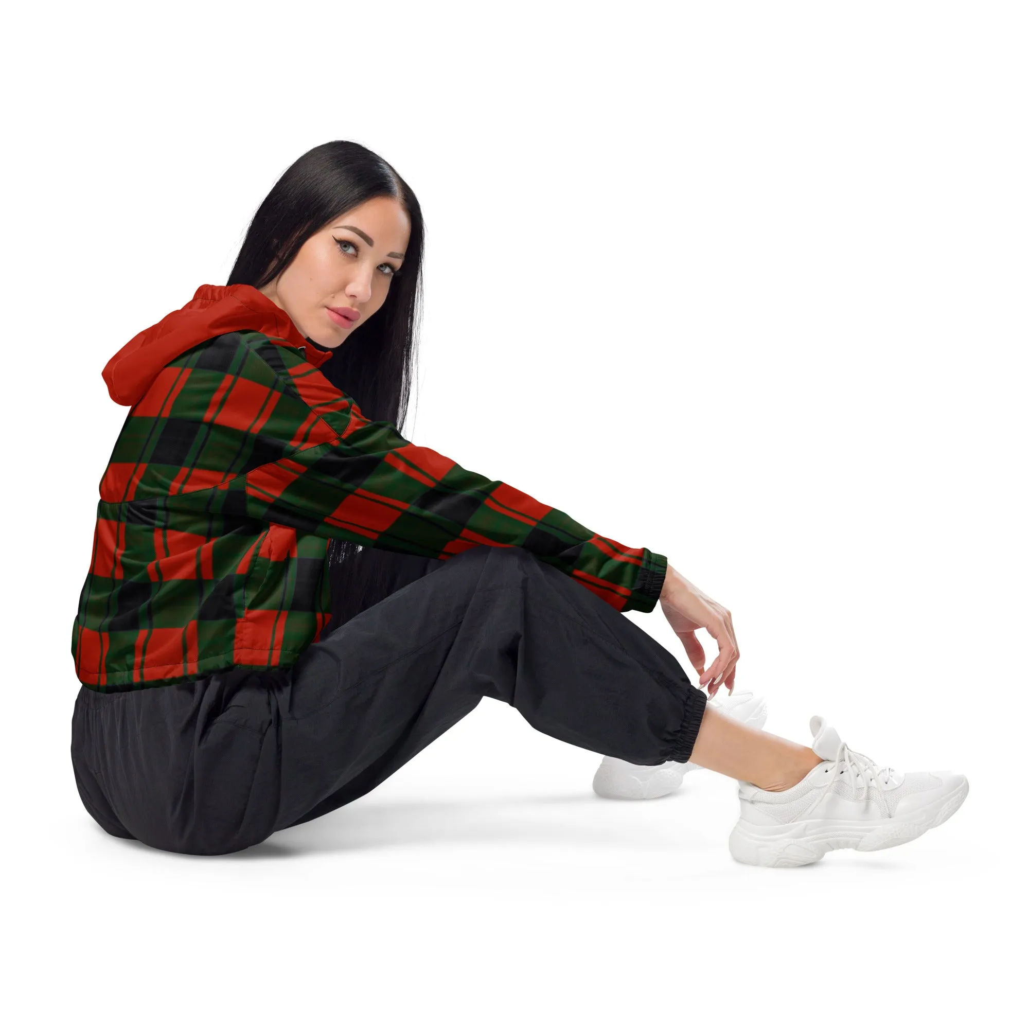 Women’s cropped windbreaker Plaid