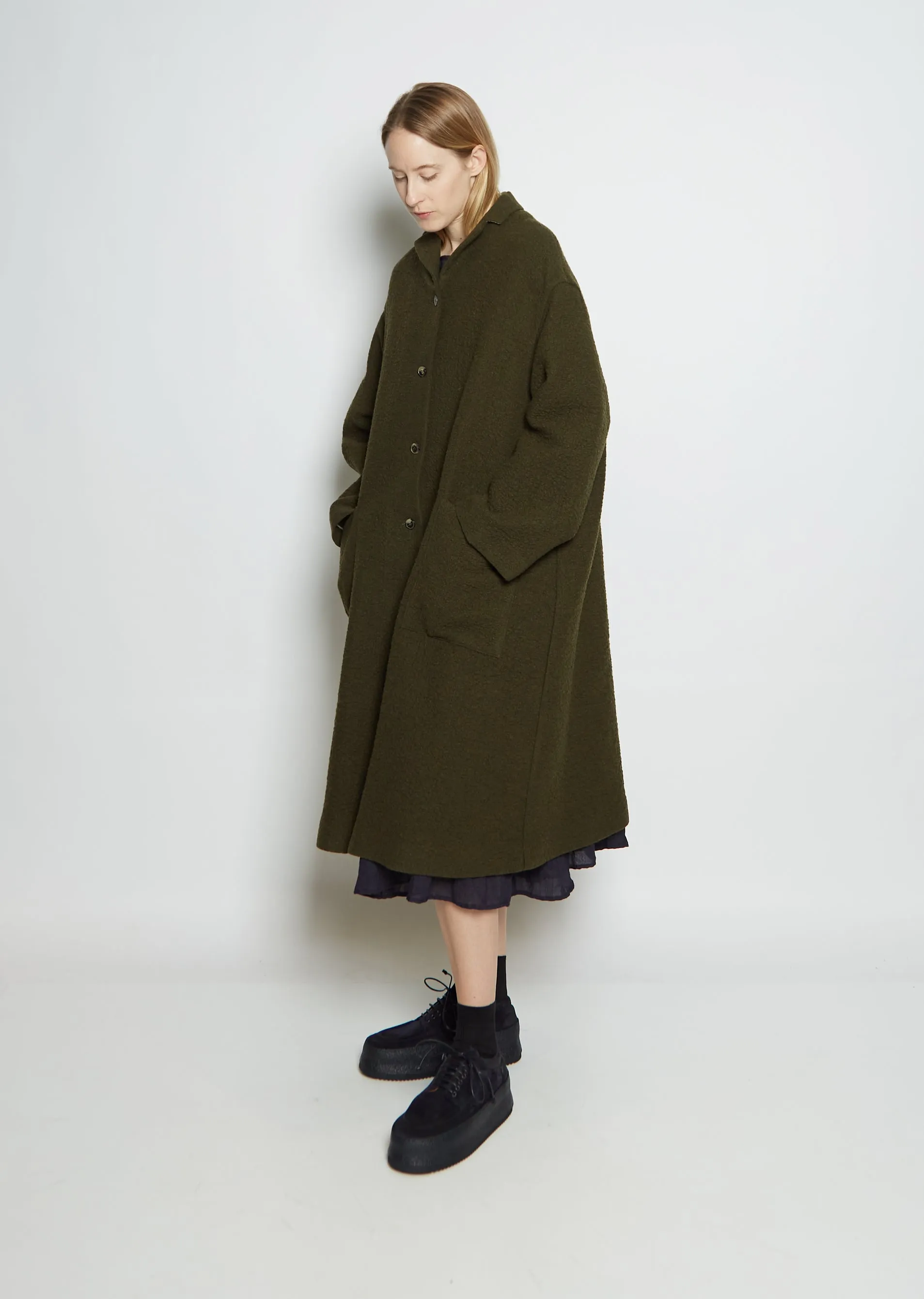 Wool & Cotton Blend Pocket Overcoat