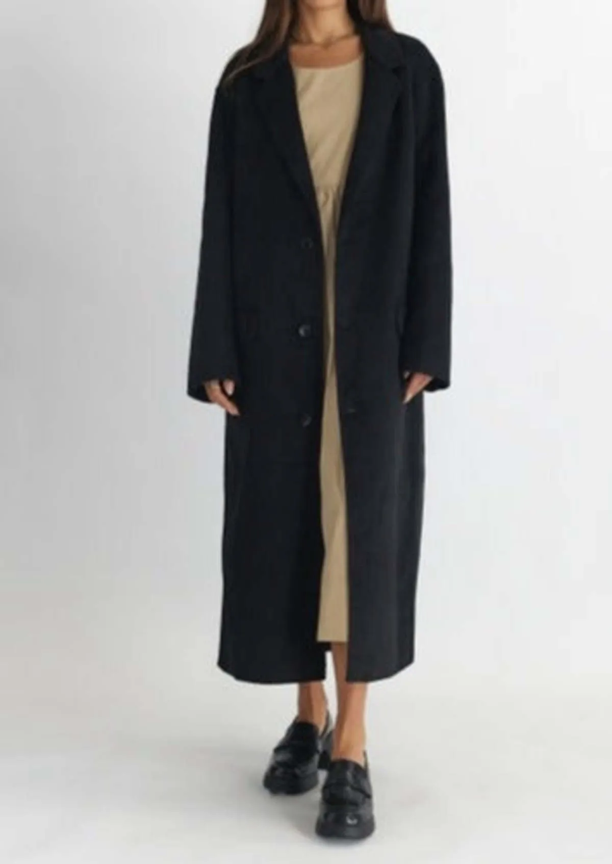 Wool Full Length Coat - Black