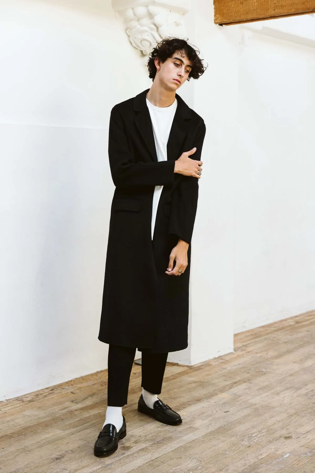 Wool Full Length Coat - Black