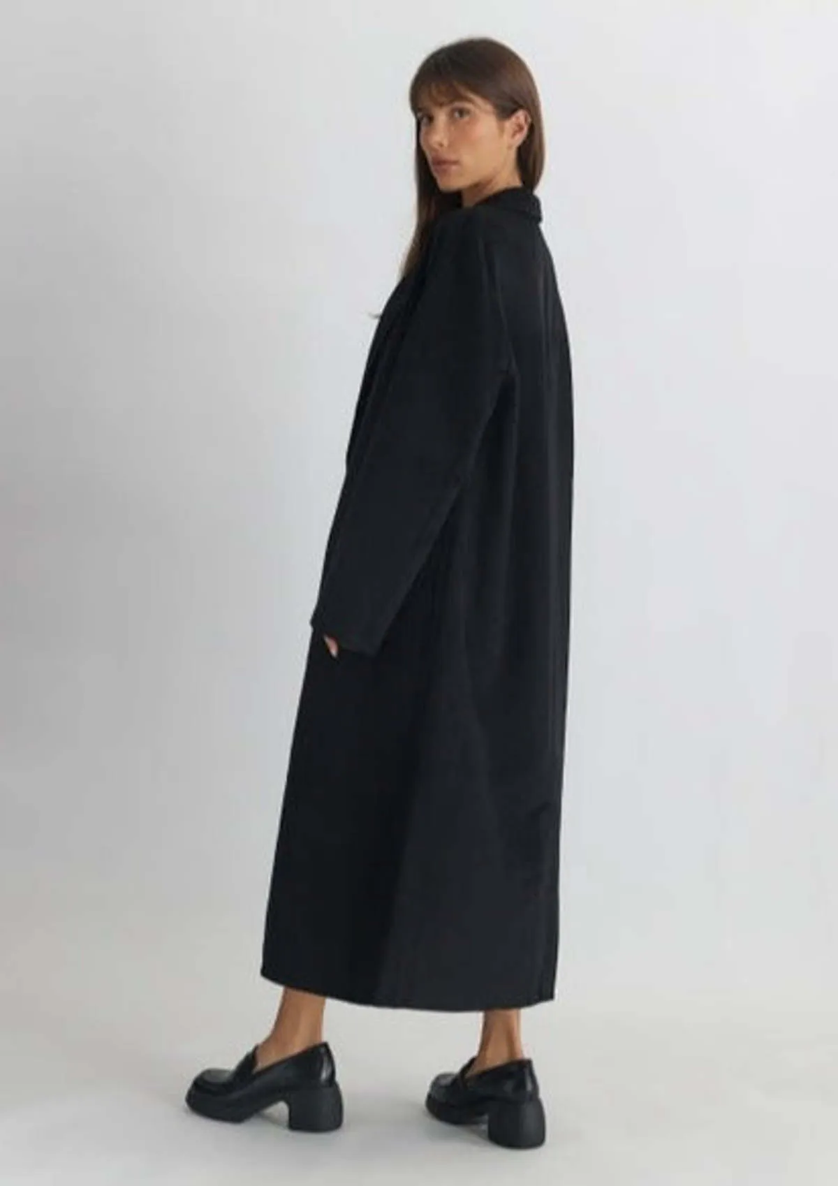 Wool Full Length Coat - Black