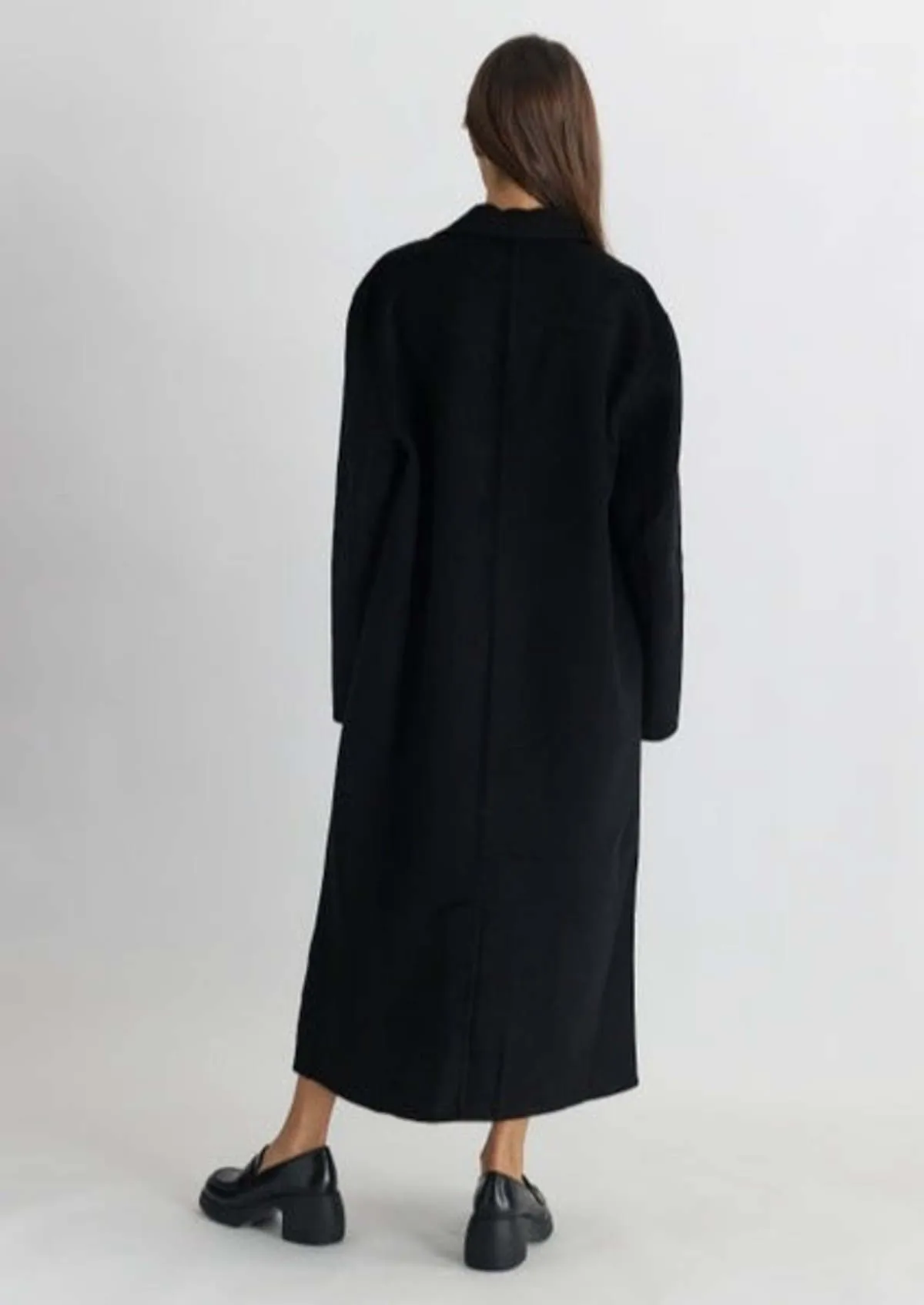 Wool Full Length Coat - Black