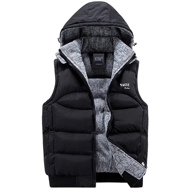 Xituodai Fashion Sleeveless Jacket 2022 Men Thickening 100% Cotton Vest Hat Hooded Warm Vest Winter Waistcoat Men Casual Windbre