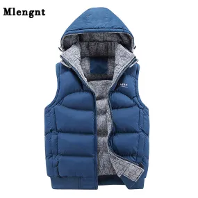 Xituodai Fashion Sleeveless Jacket 2022 Men Thickening 100% Cotton Vest Hat Hooded Warm Vest Winter Waistcoat Men Casual Windbre