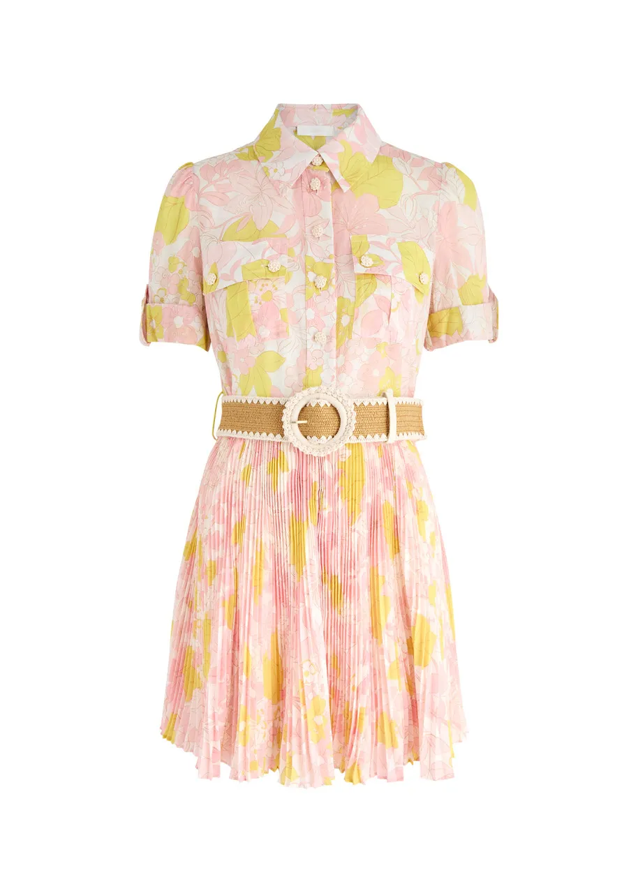 ZIMMERMANN Pop printed pleated mini shirt dress -                         -                     -                