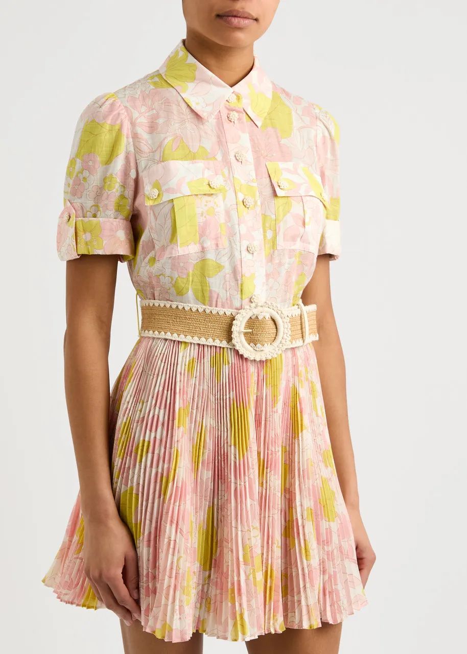 ZIMMERMANN Pop printed pleated mini shirt dress -                         -                     -                